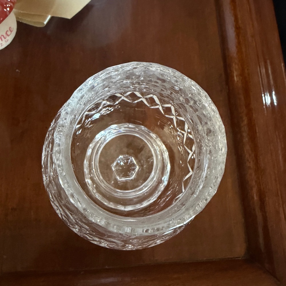 Vintage Crystal Hurricane Candle Holder Etched Floral Diamond 2 Piece Clear 7.5" - Picture 11 of 16